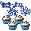 24Pcs Happy Retirement Cupcake Toppers Officially Retired Cake Toppers No Work Zone Adventure Begins Cupcake Picks Retirement Theme Farewell Birthday Party Decorations Supplies Dark Blue