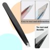 FIVETAS Stainless Steel Tweezers for Eyebrows-Slant Tweezer with Case for Women&Man,Great Precision on Brow,Facial Hair and Ingrown Hair Removal(Black)
