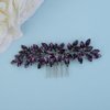 Teyglen Crystal Bride Wedding Hair Comb Bridal Purple Rhinestone Hair Side Comb Hair Accessories for Bride Simple Purple Crystal Hair Piece Sparkly Headpiece for Women Girls