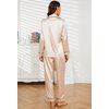 U2SKIIN Women Silk Pajamas Set, Long Sleeve Satin Pajamas for Women Sleepwear Button Down Pjs Set Two-piece(Champagne, L)