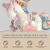 Itzy Ritzy Link & Love Toy for Stroller or Car Seat; Features Textured Ribbons, Crinkle Sounds, Clinking Rings & Silicone Teether; Designed For Ages 0 Months and Up (Unicorn)