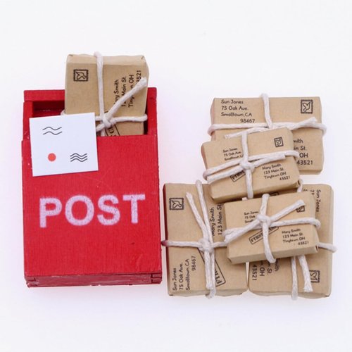 Toyvian 1:12 Scale Mini Mailbox Toy, Dollhouse Wooden Postbox Miniature Newspaper Ornaments Mini Envelope Model Dollhouse Furniture Accessories