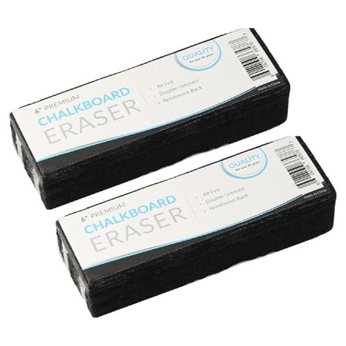 Traditional Chalkboard Eraser, All Felt 6 Inch Premium Quality Chalk Eraser (2 Pack) - Chalk Board Eraser - Chalk Eraser for Chalkboard - Chalkboard Cleaner - Chalkboard Erasers for Blackboard