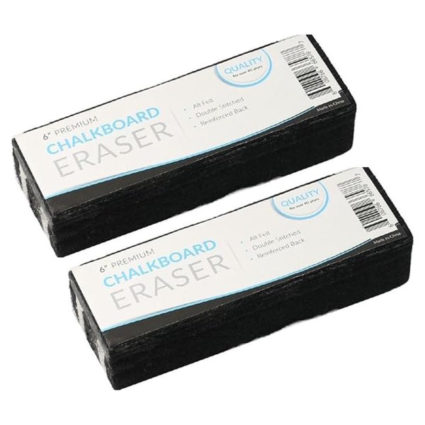 Traditional Chalkboard Eraser, All Felt 6 Inch Premium Quality Chalk Eraser (2 Pack) - Chalk Board Eraser - Chalk Eraser for Chalkboard - Chalkboard Cleaner - Chalkboard Erasers for Blackboard