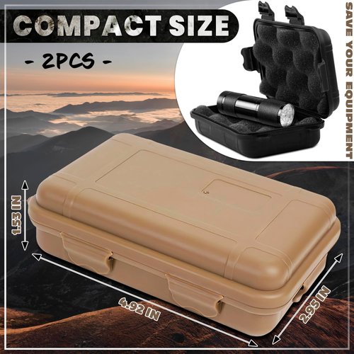 The Little Green Change 2PCS Small Waterproof Container - Universal Plastic Box with Foam - Camping Waterproof Storage Case - Waterproof Case with Buckle for Camera/Micro Flash Drive/Wallet/Battery
