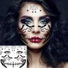4 Sheets Scary Halloween Face Temporary Tattoos, 3D Halloween Face Tattoo Spider Temporary Face Tattoo Kit For Kids Girls Boys Adults, Dia de los muertos Day of the Dead Makeup Face Tattoos