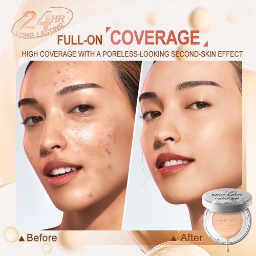 SACE LADY Oil Control BB Cushion Foundation, Full Coverage Long Lasting Ultra Matte BB Foundation Makeup Covers Face Blemishes Evens Skin Tone Face Cosmetics, 0.42Oz (#05, 0.42Oz)