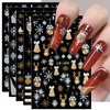8 Sheets Christmas Glitter Nail Art Stickers Decals Self-Adhesive Pegatinas Uñas Holiday Gold Silver Reindeer Line Snowflake Nail Supplies Nail Art Design Decoration Accessories