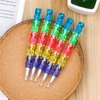 Odowalker 32pcs Stackable Pencils Plastic Bear Pencils Kids 5 in 1 Stacking Colored Pencils with Turtle Erasers and DIY Blank Bag For Kids Children Birthday Party Supplies School Fun Equipment