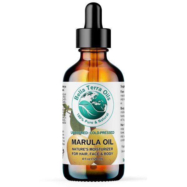 Bella Terra Oils - Marula Oil for Skin 4 oz - Dive into the Nutritional Excellence, Abundant in Vitamin C & Antioxidants, Perfect Companion for Your Face