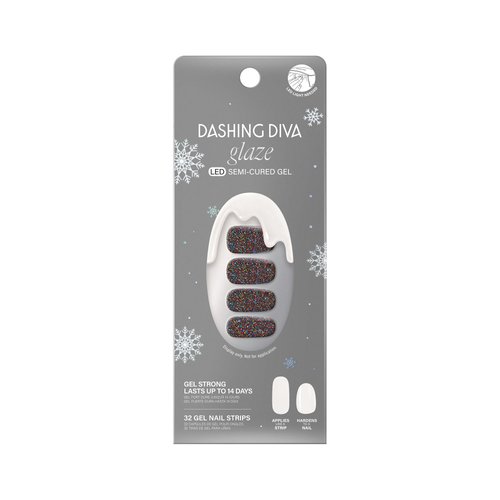 Dashing Diva Glaze Nail Strips - Winter in New York | Works with Any LED Nail Lamp | Long Lasting, Chip Resistant, Gel Nail Strips | 32 Salon Quality Nail Wraps, 2 Prep Pad, 1 Nail File