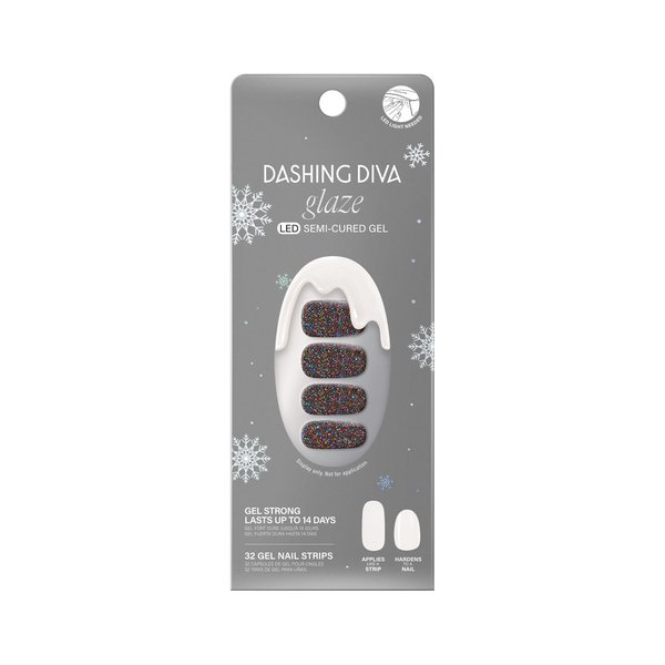 Dashing Diva Glaze Nail Strips - Winter in New York | Works with Any LED Nail Lamp | Long Lasting, Chip Resistant, Gel Nail Strips | 32 Salon Quality Nail Wraps, 2 Prep Pad, 1 Nail File