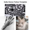 Xinjincang Black Henna Tattoo Kit Stencils,Temporary Reusable Unisex Tattoo Sets, Self-Adhesive Indian Arabian Temporary Tattoo Templates Kit for Body Paint, Temporary Tattoos