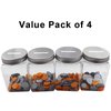 Mczxon Small Coin Bank Jars 4-Pack, 16oz Clear Plastic Coin Money Tip Coin Mason Jars with Silver Slotted Lids, Small Transparent Plastic Coin Money Piggy Banks Jars for Adults Teens Kids Girls Boys