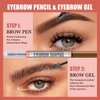 Microblading Eyebrow Pen - 2-in-1 Dual-Ended Eyebrow Pen with 4-Fork-Tip & Eyebrow Brush and Sealing Brow Gel, Creates Natural Looking Brows Effortlessly (Dark Brown)