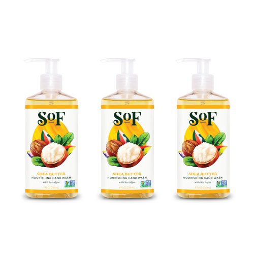 South Of France Shea Butter Clean Hand Wash Clean Body Care | Moisturizing Liquid Hand Soap with Mediterranean Sea Algae | 8 oz Pump Bottle – 3 Pack