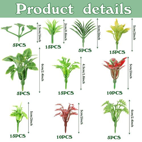 FOIMAS 100pcs Mini Model Plant Miniature Model Tree Flower Green Shrub for Fairy Garden Diorama Train Scenery Railway Sand Architecture Model Craft Supply