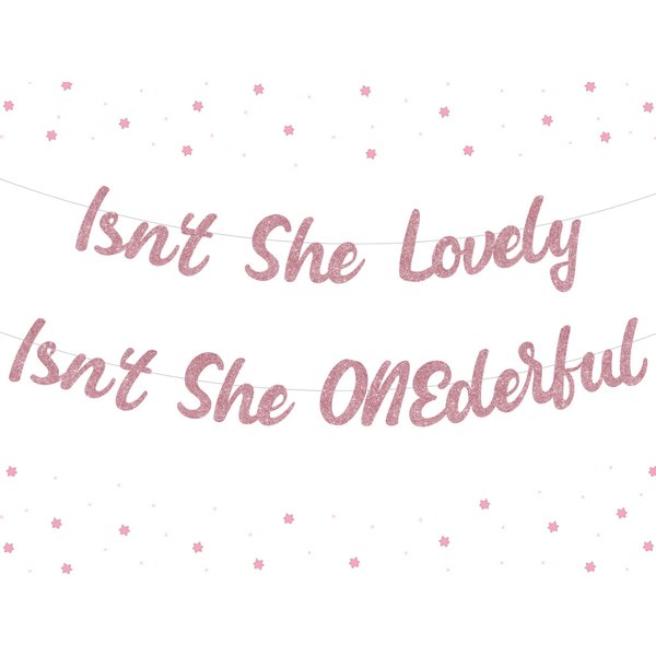 Sursurprise Miss Onderful 1st Birthday Decorations for Girl, Isn't She Lovely, Isn't She Onederful Banner Rose Gold First Birthday Party Supplies