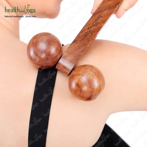 HealthAndYoga™ NatureSooth Wooden Massage Roller – Wood Therapy Massage Tools – Handheld Calf and Leg Massager, Back and Shoulder Massager and Full Body Massager