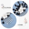 JONKY Flower Wedding Hair Comb Black Crystal Hair Piece Rhinestone Bridal Hair Accessories for Women