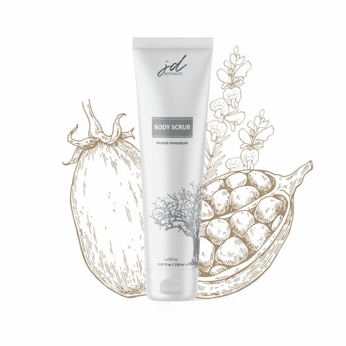 JDBotanics Baobab Honeybush Body Scrub with Activated Charcoal | 99% Natural Ingredients | Direct from South Africa