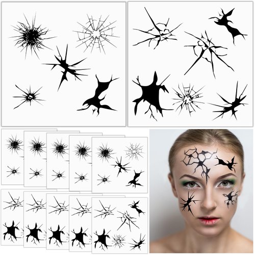 Watersay 10 Pcs Broken Doll Temporary Tattoos Halloween Tattoo Sticker Broken Doll Costume for Kids Adults Halloween Party Decorations