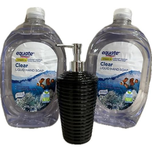 Liquid Hand Soap- with moisturizers (2pk- 100 fl ozs) ~complimentary dispenser (Clear)