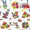 Chinco 144 Pcs Hippie Temporary Tattoo Stickers 70s 80s 90s Party Favor Groovy Hippie Tattoos Waterproof Hippie Face Tattoos Love and Peace Sign Temporary Tattoos Decals for Tie Dye Hippie Party Favor