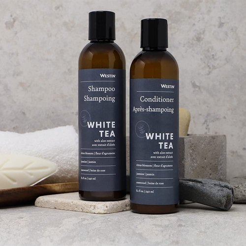 Westin Shampoo & Conditioner Set with Signature White Tea Aloe Scent - Hydrating, Moisturizing, Repairing Hair Care for Normal Hair - 8-ounce Bottles - Hotel Amenity Set