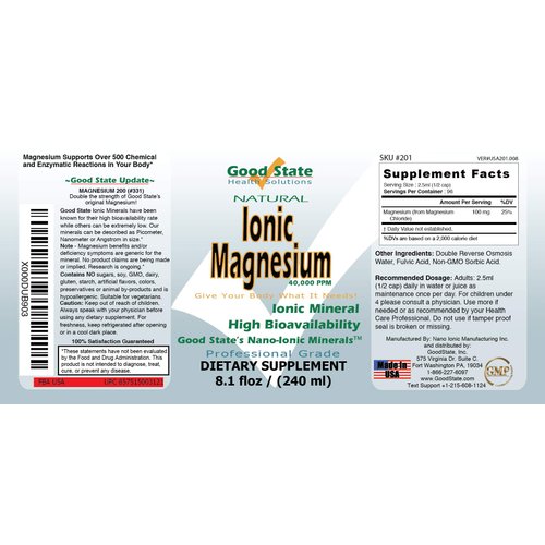 Good State Ionic Magnesium 8 oz - Natural - Nano Sized Mineral Technology - Professional Grade - Supports Healthy Chemical & Enzymes Reactions - 96 Servings (8.1 fl oz)