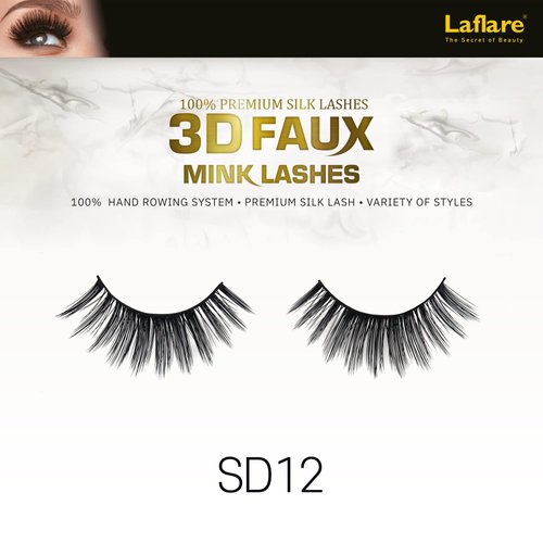 Laflare Silk Lashes 3D FAUX MINK Eyelashes, Light, Reusable, Handmade, Natural Looking, Professional Easy to Apply Eyelashes in a Knitted Style2-3 PACKS BUNDLE SPECIAL (3, SD12)