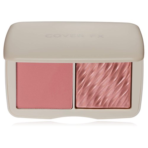 COVER FX Monochromatic Powder Blush Duo - Mojave Mauve: Dusty Rose - Matte + Shimmer Finish - Create Custom, High Impact Color