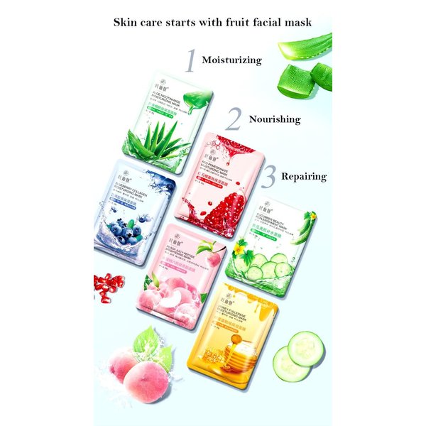 YEXIANYAN Korean Spa Treatment Facial Sheet Mask Set – 6 Pack Sheet Variety for All Skin Types, Hydrating, Acne-Fighting, and Lightly Scented