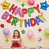 Rainbow Birthday Balloons Banner, 3D Mylar Foil Happy Birthday Balloons, 26pcs Birthday Party Decorations with 8pcs Star Balloons for Kids Girls Boys Women Adults Birthday Party Supplies