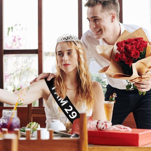 Casoty Silver 30th Birthday Sash and Tiara for Women, 30th Birthday Decorations for Women, 30th Birthday Crown and Sash Set, 30th Birthday Party Favors, Happy 30th Birthday Gifts for Women