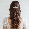 EVER FAITH Bridal Crystal Hair Barrette Clip for Women, Weadding Gorgeous Simulated Pearl Marquise Hair Accessories for Bride Bridesmaid Clear Silver-Tone