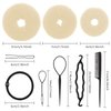 Hair Bun Maker Set 6 PCS - Ring Style Hair Bun Donut (1 L, 2 M and 3 S) with 20 Hair Bobby, Pins 5 Elastic Bands and 4 Pony Hair Tools for Long Hair (Blonde)