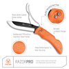 OUTDOOR EDGE RazorPro Double Blade Folding Hunting Knife - Field Butcher Knife with Replaceable RazorSafe & Gutting Blades, Orange Non-Slip Handle, Camo Holster, & 6 Blades. Must-Have Hunting Gear