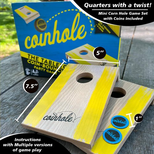 Coinhole Hasbro Tabletop Game Coin Bouncing Party Game | Desktop Cornhole Game Set Board Game | Indoor Outdoor Fun for Kids and Adults (PartyGame Set)