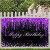Avezano Purple Happy Birthday Banner for Women Girls Purple and Black Happy Birthday Party Decorations Glitter Diamonds Sweet 16 18th 21th Birthday Party Supplies 70.8 x 43.3 Inch