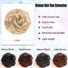 YOSILADY Messy Bun Hair Piece Human Hair Black Hair with Elastic Band Scrunchies Stretchy Fluffy Chignon Ponytail Hairpieces Updos for Women Girls (Golden Blonde, Curly)