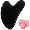 Gua Sha Facial Tool Guasha Board Natural Jade Stone for SPA Acupuncture Therapy Trigger Point Treatment, Relieve Muscle Tensions Reduce Puffiness (Black)