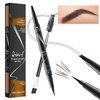 LOKFAR Microblading Eyebrow Pen, 2-In-1 Dual-Ended Waterproof Eyebrow Pencil with 4-Fork-Tip & Ultra-Precise Tip, and an Angled Eyebrow Brush, Eye Brow Pencils for Women -Dark Brown