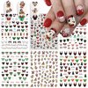 Christmas Cute Nail Art Stickers Cartoon Nail Decals 3D Self Adhesive Nail Stickers Kawaii Cartoon Design Christmas Nail Decals Cute Nail Charms for Women Manicure Acrylic DIY Nail Decoration 6 Sheets