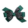 WD2U Girls 4.5" Black Dotted Grosgrain Boutique Hair Bow Alligator Clip (Hunter Green)