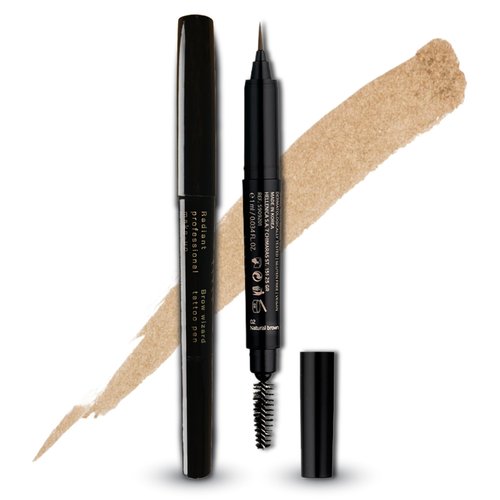 Radiant Professional Makeup – Brow Wizard Tattoo Pen – Precision Eyebrow Tint Pen for All-Day Wear in Dark Brown, Natural Brown, Light Brown