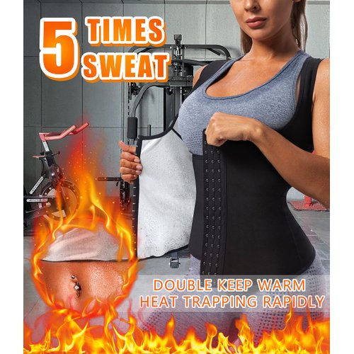 Women Sauna Vest Sweat Tank Top Waist Trainer Workout Slimming Shirt Sauna Tights Compression Top Heat Trapping Suit Gym Sauna Jacket Exercise Bodyshaper Girdle Corset(TBH2003-07-XXXL)