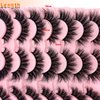 loladook Cat Eye Lashes Mink Fluffy Strip Lashes Pack C Curl Natural Flase Lashes Wispy 3D Long Fake Eyelashes Strips Faux Mink Lashes Bulk