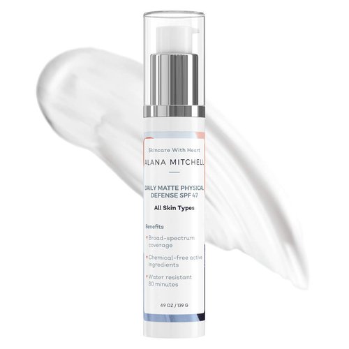 Alana Mitchell Daily Matte Face Sunscreen – SPF 47 Reef Safe Sunscreen for Face – Facial Sunscreen with Zinc Oxide for Skin Hydration – Chemical-Free, Lightweight Face Moisturizer with SPF (4.9 oz)