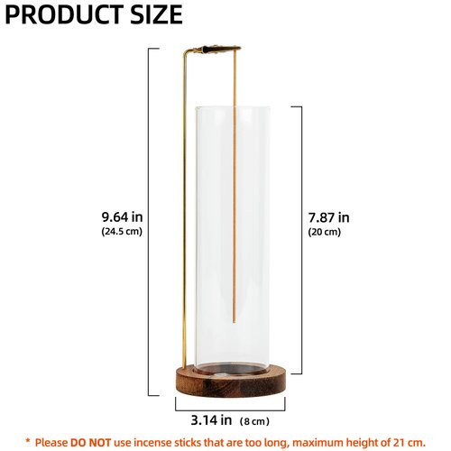 GARMOLY Incense Holder for Sticks, Anti-Ash Flying Incense Burner with 30 Incense Sticks, Detachable Glass Ash Catcher